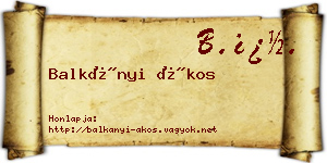 Balkányi Ákos névjegykártya